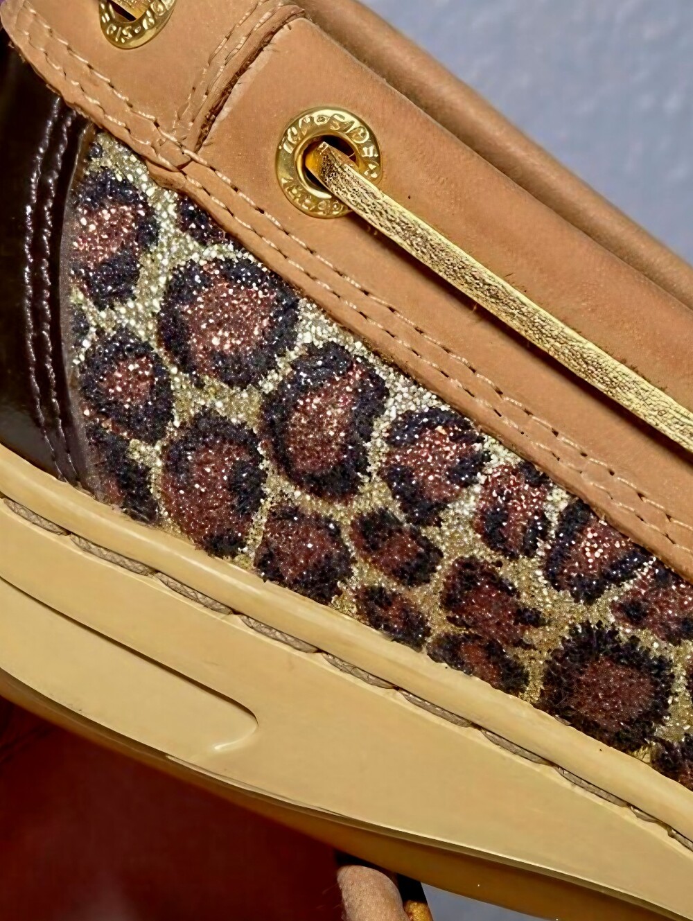 Sperry Leopard Sparkle Metallic Panel Boat Shoes - EUC – Size: 7.5 (Women’s) - Picture 5 of 11